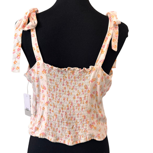 BP. NORDSTROM White Orange Floral Tie Strap Corset Top Small Vacation Cruise - Picture 6 of 8